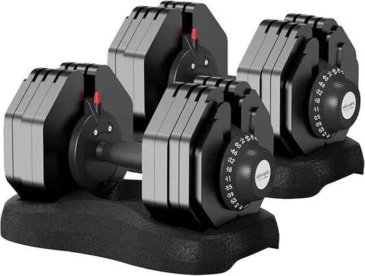Ativafit 27.5/66/88LBS Pair Adjustable Dumbbell Set with Anti-slip Handle 12 In 1 Quick Dial Adjustment Weights With Safety Locking Button Space Saving Strength Training for Full Body Home Gym Workout
