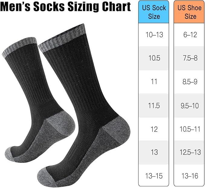 JOYNÉE 8 Pairs Mens Breathable Athletic Crew Socks Arch Support Cushioned Socks for Hiking Sports Running,Sock Size:10-13