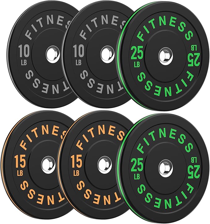 2 Inch Bumper Plates，10-500lbs，Barbell Rubber Olympic Weight Plates Set for Home Gym, Strength Training & Weight Lifting, Multiple Options Colors