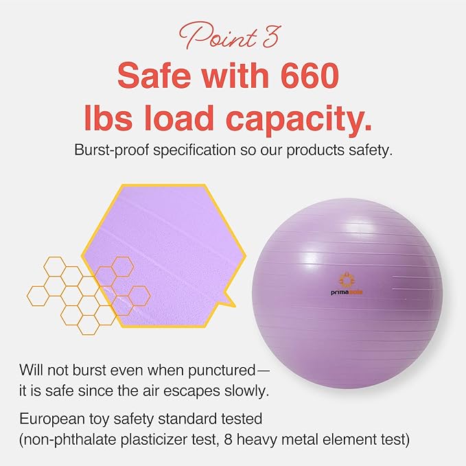 Exercise Ball for Balance Stability Fitness Workout Yoga Pilates at Home Office & Gym Birthing Ball for Pregnancy, Office Ball Chair