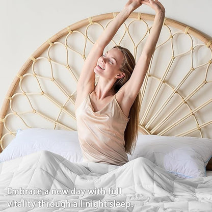 King Size Weighted Blanket for Adults (20 lbs, 80” x 87”, White) Cooling Heavy Blanket for Sleeping Perfect for 190-210 lbs, Breathable Blanket for Adults & Couple All Season, Machine Washable