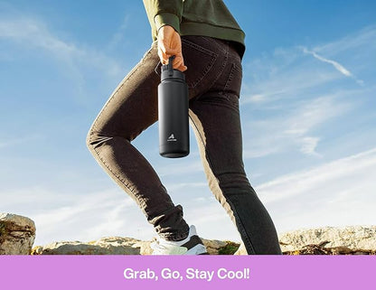 40 oz Insulated Water Bottle with 2-in-1 Straw and Spout Lid, Keep Cold 24H, Leak-Proof, BPA-Free, Double Wall Stainless Steel Water Bottle for Sports, Gym, Travel, and School (Misty Lilac)