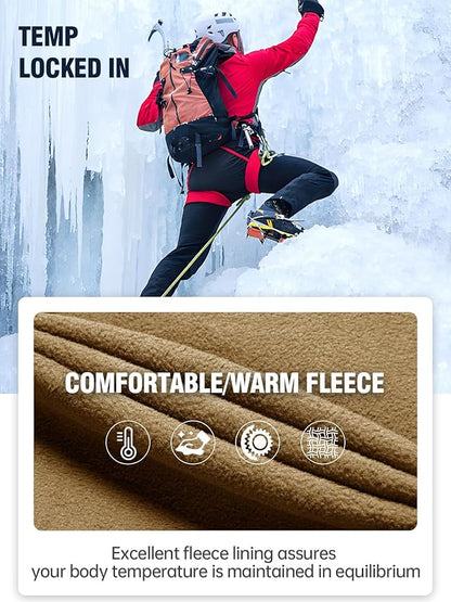 FREE SOLDIER Men's Outdoor Softshell Fleece Lined Cargo Pants Snow Ski Hiking Pants with Belt
