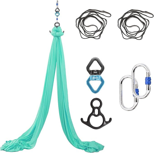 Aerial Silks Yoga Swing Set - 9/11 Yards Aerial Yoga Hammock Kit Anti-Gravity Flying for Fitness, Low/Non Stretch Nylon Tricot Fabric Hardware Included for Dance