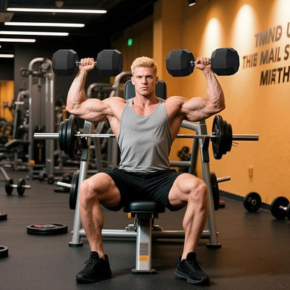 Rubber Coated Hex Dumbbell Weight Set, Multiple Sizes Exercise & Fitness Dumbbells,100LB Set,110LB Set,200LB,350LB,450LB,550LB, 35-50Lbs Pairs for Muscle Toning, Strength Building & Full Body Workout