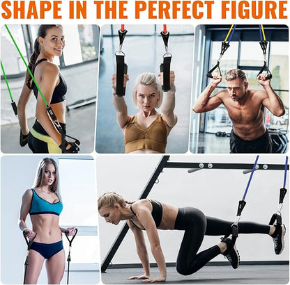 Aihoye Resistance Bands for Working Out, Exercise Bands with Handles, Stretch Bands for Exercise, Workout Bands with Door Anchors for Physical Therapy & Strength Training