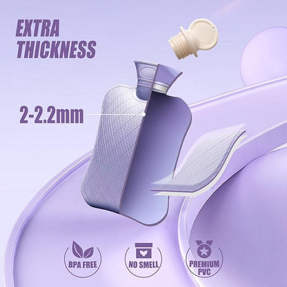 FORICOM Extra Large Hot Water Bottles for Pain Relief.2pack,2L Hot Water Bag for Back Pain, Heating Pad 2Liter, Non Toxic and Rubber, Hot and Cold Therapy.Bpa Free.