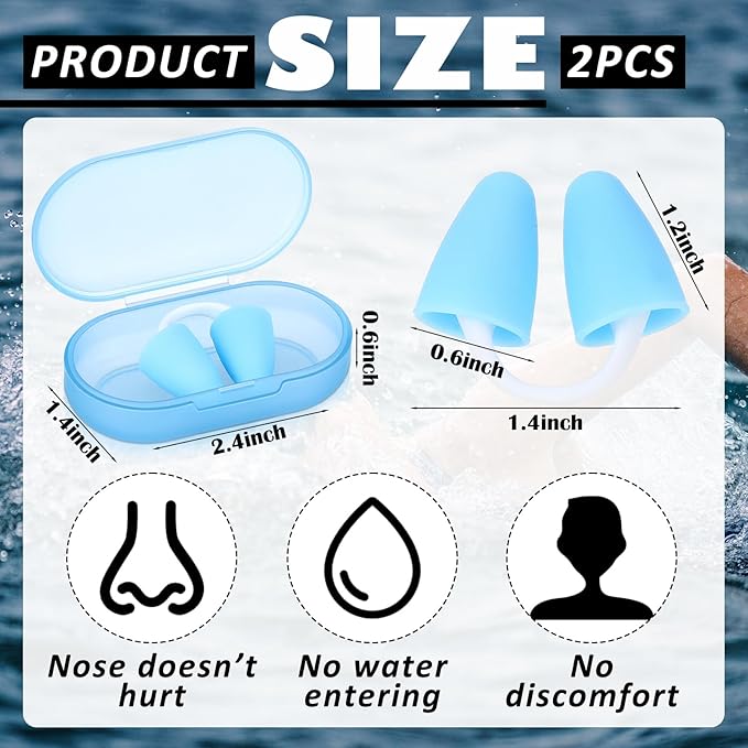 2 Pack Nose Plugs for Swimming for Adults and Kids (Age 7-12), Waterproof Soft Silicone Swimming Protectors Nose Block Nostril Plugs for Swimmers Surfers Water Sports