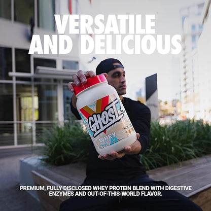 GHOST Whey Protein Powder, Peanut Butter Cereal Milk - 2LB, 26G of Protein - Whey Protein Blend - ­Post Workout Fitness & Nutrition Shakes, Smoothies, Baking & Cooking - Soy & Gluten-Free