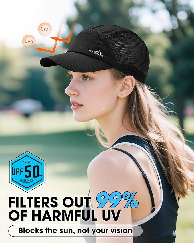 GXCROR Performance Baseball Cap for Men & Women - UPF 50+ Running Hat, Lightweight Quick-Dry Sports Hat for Golf, Hiking, Gym