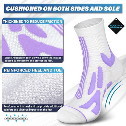 Hylaea Quarter Athletic Running Socks No Blister, Cushion Moisture Wicking Socks for Cycling Sport