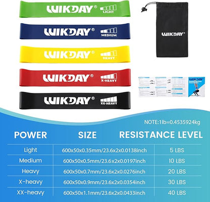 Resistance Bands for Working Out Exercise Loop Bands Workout Bands Set for Men Women Body Stretching, Crossfit Training, Home Workout, Physical Therapy, Booty Legs, Set of 5