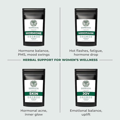 Elephantal Wellness Premium Hormone Herbal Tea | PCOS, Hormonal Balance & Mood Support with Chaste Berry, Shatavari, Dong Quai & Black Cohosh | Handmade, Non-GMO, Caffeine-Free Loose Leaf Blend | 2oz Loose Leaf, 20 Servings
