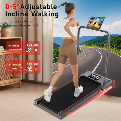 Walking Pad Treadmill with Incline and Handle Bar, 7.5MPH Under Desk Treadmill for Home Office, 360 Lbs Capacity Portable Treadmills with Remote Control, Led Display