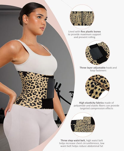 FeelinGirl Waist Trainer Belt Waist Cincher Trimmer Ab Belt Tummy Control Body Shaper with Triple Wrap Women and Men