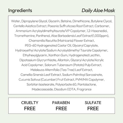 LAPCOS Aloe Sheet Mask, Daily Face Mask with Cucumber and Aloe Gel to Calm and Moisturize Skin, Korean Beauty Favorite, 5-Pack