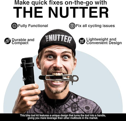 FULL WINDSOR -The Nutter Bicycle Multi Tool–Portable Cycling Repair Kit for MTB, Road & Dirt Bikes – Includes Spanner, Magnetic Bit, Tire Levers & Bottle Opener–Compact Black Case for On-the-Go Fixes