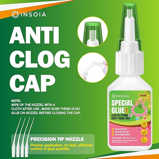 Bracelet Jewelry Glue for Elastic String, 20g Clear Elastic Knot Fixing Drip Adhesive for Bracelet String, Clay Beads, Rhinestones, Jewelry Making Kit ??Waterproof, Flexible, Non-Toxic Craft Glue