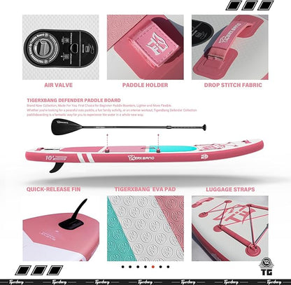Inflatable Paddle Board with Premium SUP Board Accessories, Allround Paddle Boards for Adults/Kids,Stand Up Paddle Board Defender Collection