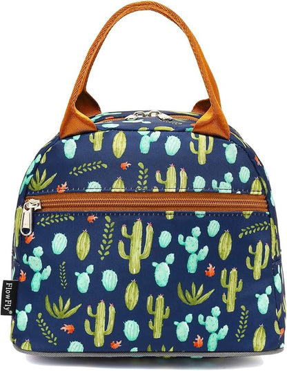 FlowFly Insulated Lunch Cooler Bag - Tote Bag Organizer for Women/Men, Cactus
