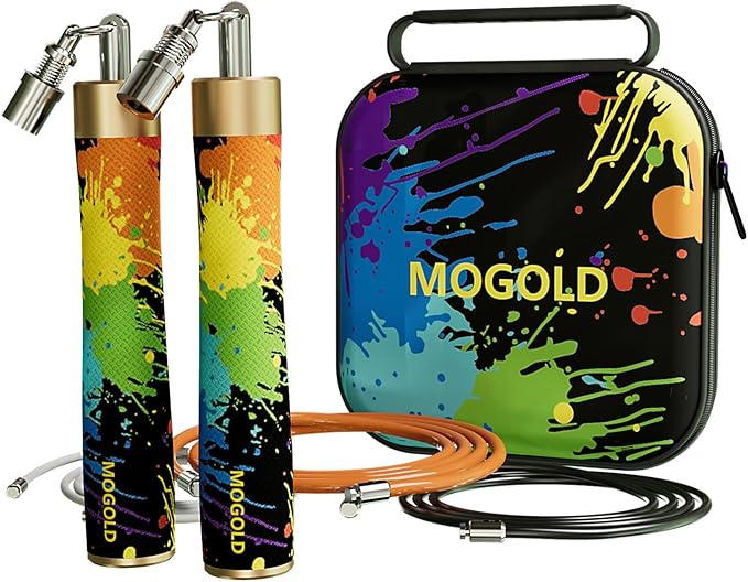 Weighted Jump Rope for Men Women -Interchangeable 1/5lb 1/4lb 1/2lb Heavy jump ropes - 360 Degree Spin - Length Adjustable,Ergonomics Leather Grip Skipping Rope for Fitness Weight Loss & More