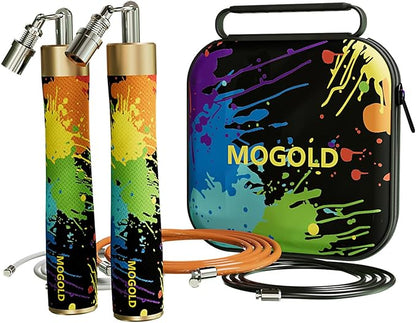 Weighted Jump Rope for Men Women -Interchangeable 1/5lb 1/4lb 1/2lb Heavy jump ropes - 360 Degree Spin - Length Adjustable,Ergonomics Leather Grip Skipping Rope for Fitness Weight Loss & More