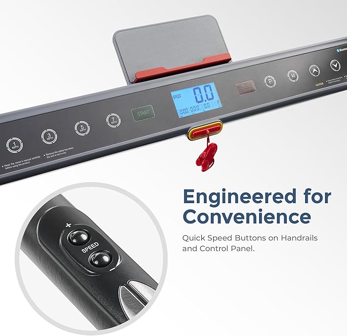 Sunny Health & Fitness Strider Foldable Treadmill, 20-Inch Wide Running Belt with Optional Exclusive SunnyFit™ App and Enhanced Bluetooth Connectivity