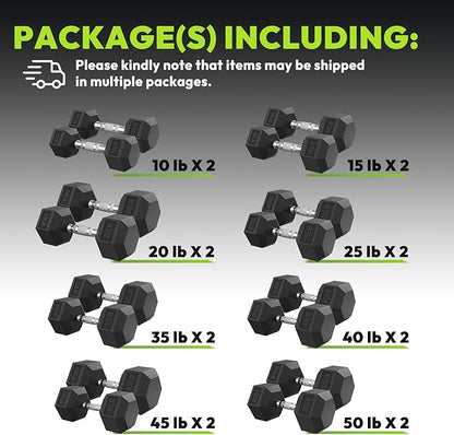 Hex Dumbbell Set, 30-480 lb Set Rubber Encased Exercise & Fitness Dumbbells, Weights Dumbbells Set, Hand Weight for Strength Training