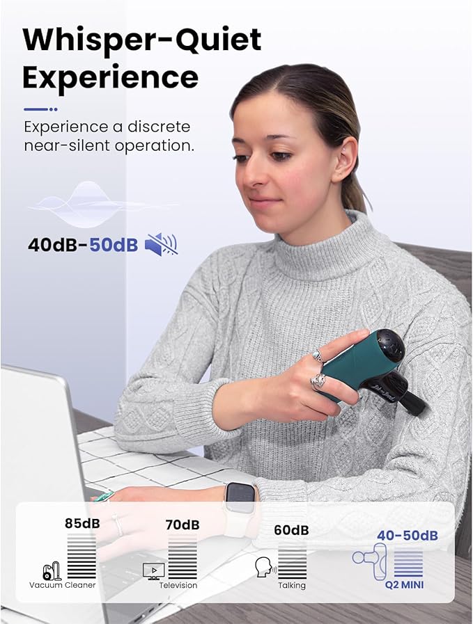 BOB AND BRAD Q2 Mini Massage Gun, Pocket-Sized Deep Tissue Massager Gun, Portable Percussion Muscle Massager Gun, Ultra Small & Quiet Muscle Massage Gun with Carry Case -Green