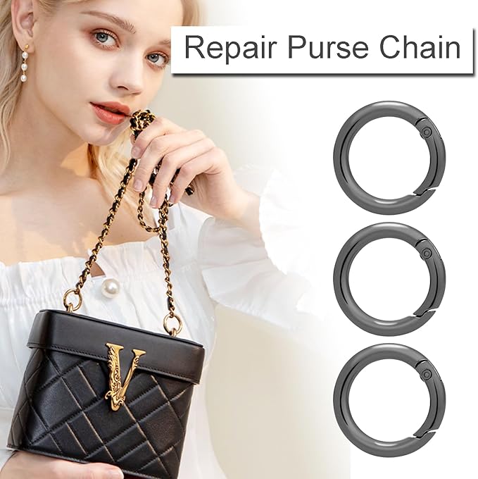 10 Pack 3/4 Inch Trigger Spring O Rings, Metal Round Carabiner Clip Snap Hook, Spring Keyring Buckles for Replacement Purse Strap, Paracord Lanyard Clips, Keychain Rings Hardware DIY Crafts Making