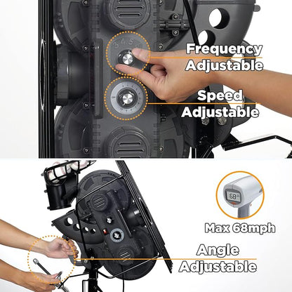 Furlihong 636BH Upgraded Dual-Wheel Baseball Pitching Machine, Adjustable Angle, Speed, and Interval, 40-68 MPH, Ideal for Professional Players and Coaches Training
