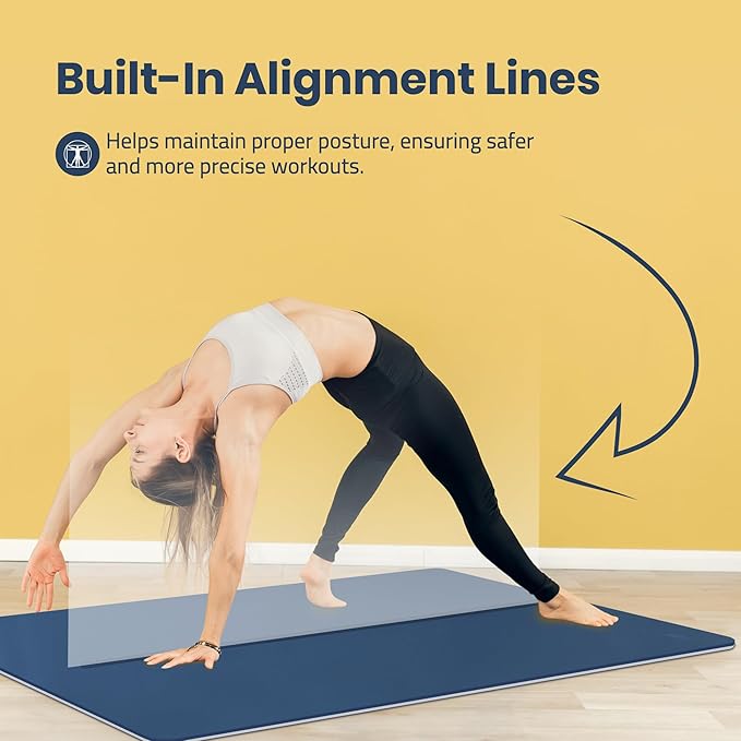 Extra Wide Yoga Mat for Men Women (72"L x 36"W) Non Slip Fitness & Exercise Mat with Alignment Marks for Yoga, Pilates, Floor Workouts
