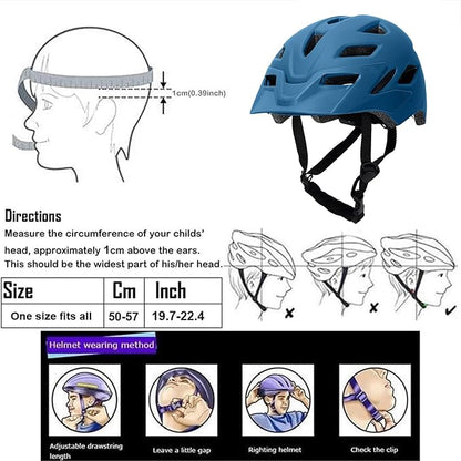 Kids Bike Helmet,Bavilk Kids Boys Girls Bike Helmets with LED Light Detachable Visor Children Youth Teen Multi-Sport for Skating Cycling Scooter Skateboard Adjustable & Lightweight 19.7"-22.4"