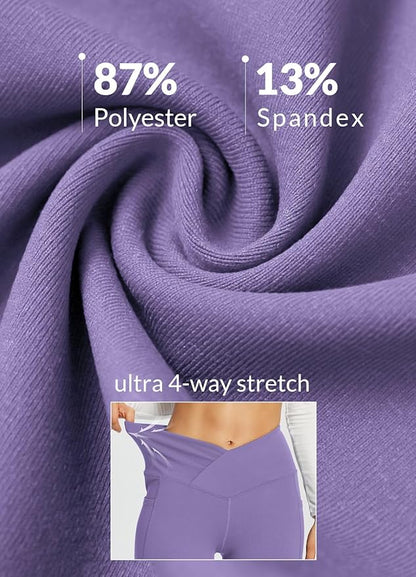 baleaf Women's V Crossover Flare Leggings with Pockets Yoga Pants High Waist Casual Workout Gym Bell Bottom Leggings