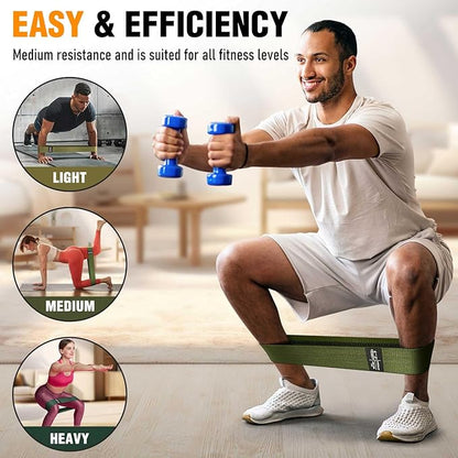 Fabric Resistance Bands for Working Out - Exercise Bands for Women and Men, Booty Bands for Legs and Glute, Yoga, Pilates, Rehab, Fitness and Home Workout