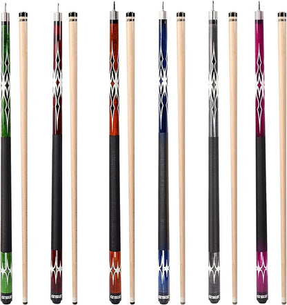 GSE Games & Sports Expert 58" 2-Piece Canadian Maple Hardwood Billiard Pool Cue Sticks for Men/Women, House or Commercial/Bar Use (Several Colors, Weight 18oz, 19oz, 20oz, 21oz Available)