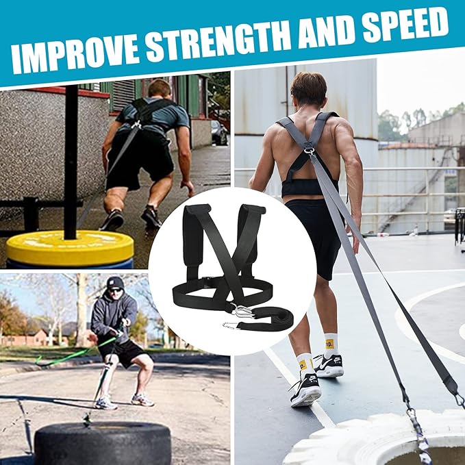 YNXing Sled Harness Workout Resistance and Assistance Trainer Physical Training Resistance Rope Kit Improving Speed, Stamina and Strength