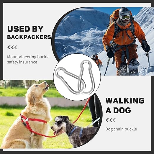 24PCS M8 Spring Snap Hook Carabiner, Heavy Duty Galvanized Steel 3Inch Carabiner Clip, 550LBS Holding Capacity Spring Clips for Hammock Swing Outdoor Travel