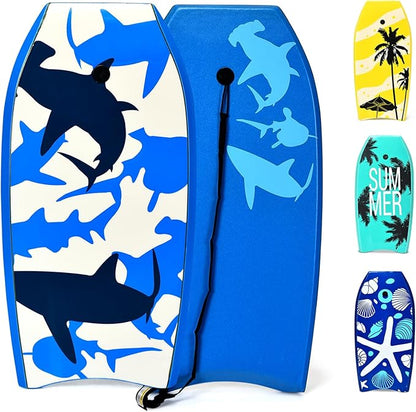 KOTEK 33/37/41 Inch Body Board with Wrist Leash, EPS Core, Dual Channel, HDPE Slick Bottom, Bodyboard for All Skill Levels & Wave Conditions