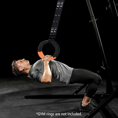 Teamaze Gymnastics Rings Straps with 15 FT Adjustable Number Buckle for Pull-Up Bar Workout Exercise Gym Hanging Rings Indoor (One Pair Strap Only)