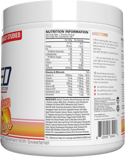 EHP Labs OxyShred Pre Workout Powder - Preworkout Powder with L Glutamine & Acetyl L Carnitine, Energy Boost Drink - Peach Mango, 60 Servings