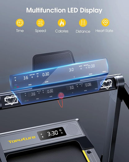 Walking Pad Treadmill with 12% Incline, 4 in 1 Folding Treadmill for Home/Office with Handle Bar, 2.5HP Under Desk Treadmills Portable Walking Pad with App & Bluetooth Speaker, 0.6-10MPH