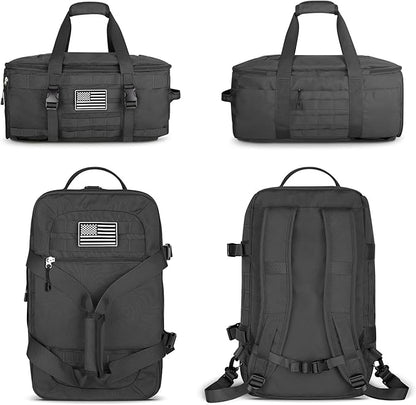 ETRONIK Gym Bags for Men Women, Tactical Duffle Bag Backpack with Shoe Compartment, 3 in 1 Carry on Travel Backpack with Wet Pocket, Weekender Overnight Range Bag for Workout Football Gym, Grey