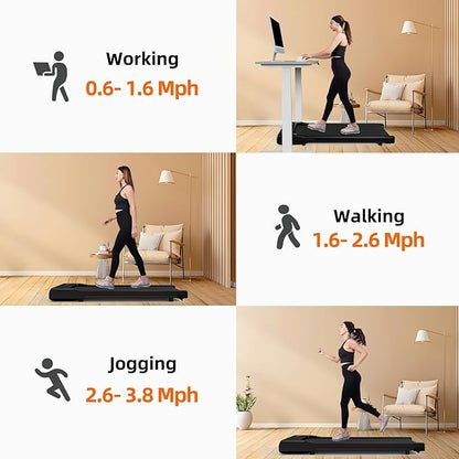 SupeRun Walking Pad, Under Desk Treadmill, 3 in 1 Portable Treadmill with Remote Control LED Display, 2.5 HP Quiet Walking Jogging Machine for Office Home Use, 300 Lbs Capacity