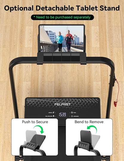 Walking Pad Treadmill, 12% 5-Level Auto Incline, 2-in-1 Under Desk Foldable w/Remote Control, 12 HIIT Mode, 265 Lbs, 7.6 MPH Max, Portable Treadmill for Office Home, No Tablet Stand