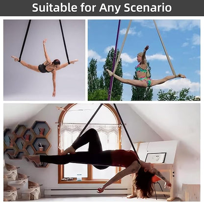 PRIOR FITNESS Aerial Yoga Straps 2m/6.6ft - Heavy Duty Circus Loops for Trapeze & Acrobatics[2 Pack],1850kg Load Capacity Medical-Grade Nylon