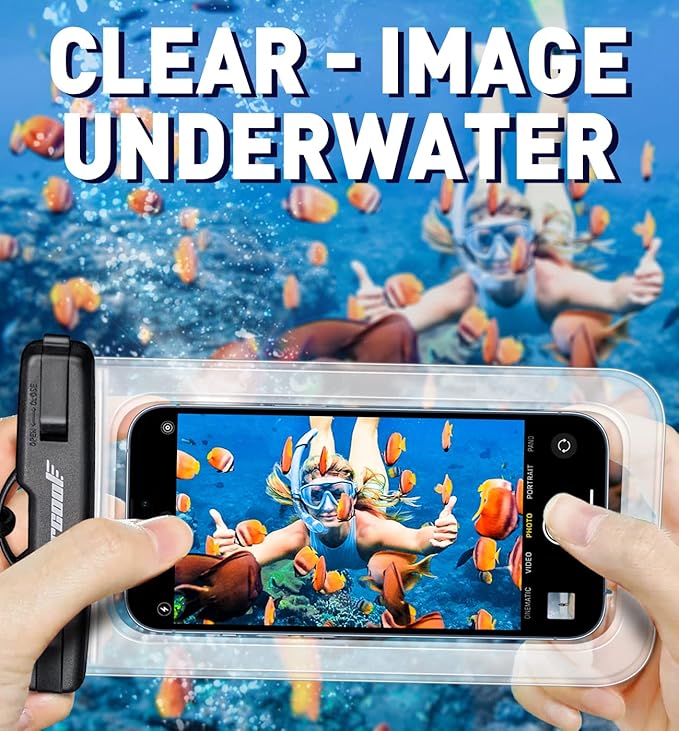 Hiearcool Waterproof Phone Pouch, Waterproof Phone Case, IPX8 Cellphone Dry Bag Compatible for iPhone 17 16 15 14 13 Pro Max Plus Cellphone Up to 8.3", Beach Essentials for Travel-Clear-4Pack