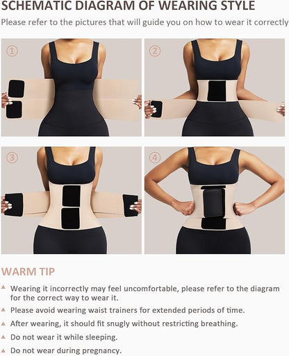 FeelinGirl Waist Trainer Belt Waist Cincher Trimmer Ab Belt Tummy Control Body Shaper with Triple Wrap Women and Men