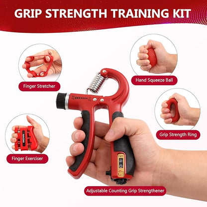 11PCS Grip Strength Trainer Kits, Hand Gripper Strengthener, Forearm Strengthener, Finger Strengthener, Finger Exerciser, Hand Exerciser, Stress Relief Ball, Grip Ring, for Muscle Building, Recover Hand Injury