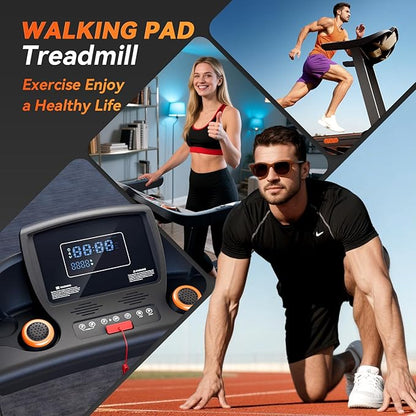 8.7MPH Treadmills for Home, 0%-15% Incline Walking Pad Treadmill with Auto-Folding, 3.5HP Wide Running Area Supports Up to 300lbs User Weight, Bluetooth & Pulse Monitor
